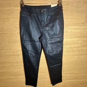 NWT Chico's So Slimming Girlfriend Slim Leg Shiny Navy Blue